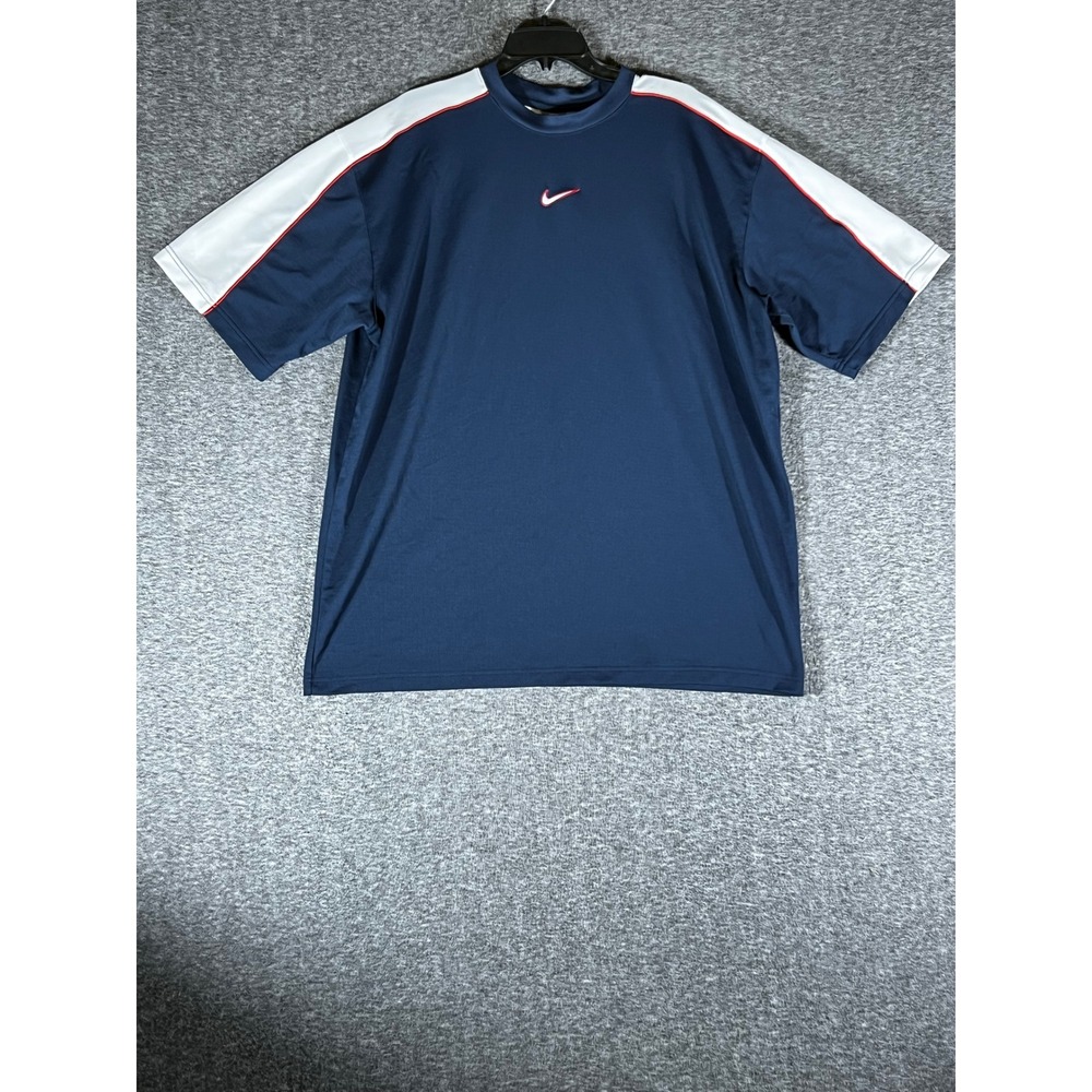Nike Basketball Navy Blue White Red Colorblock Shooting Shirt Mens XXL Vintage